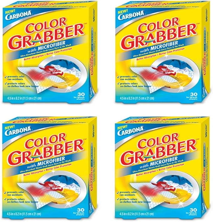 Carbona Color Grabber™ | Protects Laundry from Color Runs or Bleeds | Mix Whites & Colors | in-Wash Dye Grabbing Sheets | 30 Count Per Box, 4 Pack