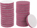 HARFINGTON 24pcs Scrubber Scouring Pads 500 Grits 3 Inch Drill Power Brush Hoop and Loop Surface Conditioning Disc Drill Scuffing Disc Scrub Pads for Home Kitchen Cleaning, Red