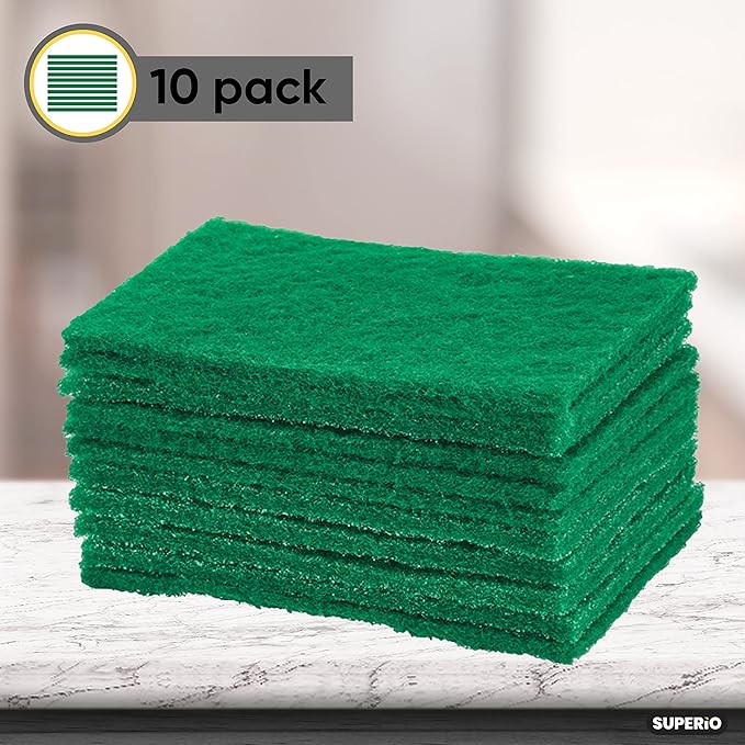 Superio Heavy Duty scouring Pads Non-Scratching Scrubber, Non-Scratch Cleaning Scrub Pads, Eco-Friendly Reusable Kitchen Scrubbing Pad, Great for Non-Stick Cookware