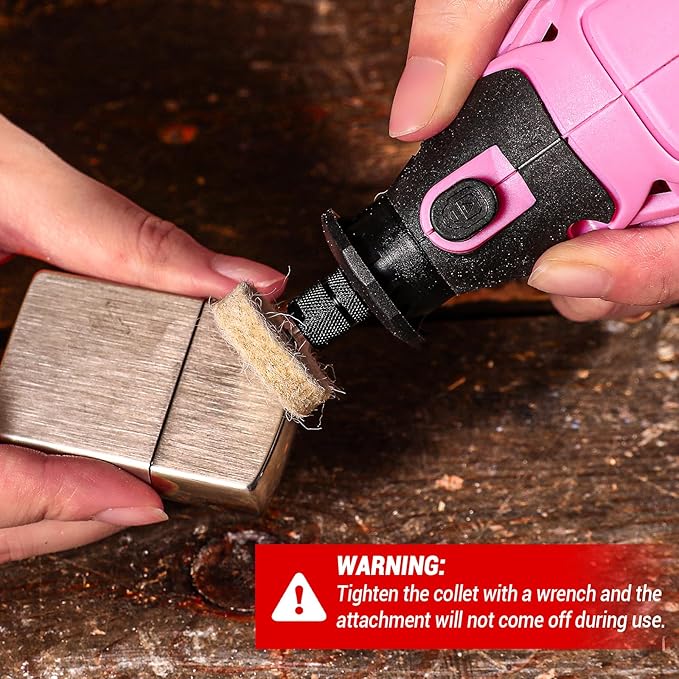 Rotary Tool Kit: DEKOPRO Power Hand Rotary Tools Mini for Wood/Metal, Electric Grinder Drill Machine Set with Flex Shaft for Carving, Cutting, Sanding, Grinding, Polishing, Engraving Pink