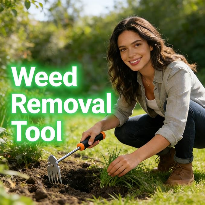 Weed Remover Tool, 2026 New Gardening Hand Tools Portable Weed Puller Tool, Heavy Duty Weeding Tool for Garden Supplies, Vegetable Garden Backyard Farm Planting & Uprooting (Rubber Handle)