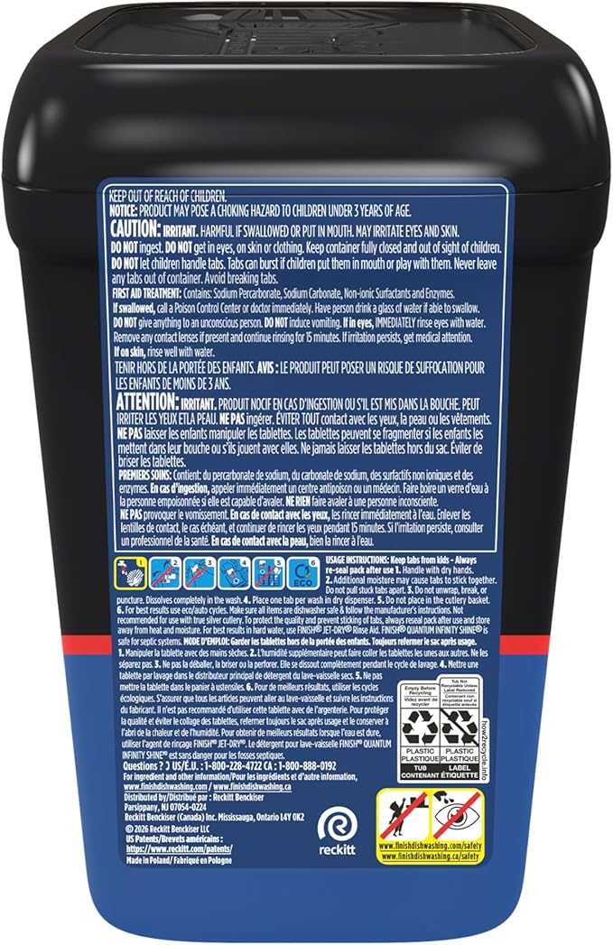 Finish Quantum Infinity Shine Dishwasher Pods, No Pre-Rinse Dishwasher Detergent Soap Removes 24HR Dried-On Stain and Grease, Leaving a Virtually Spotless Shine, 70 Count