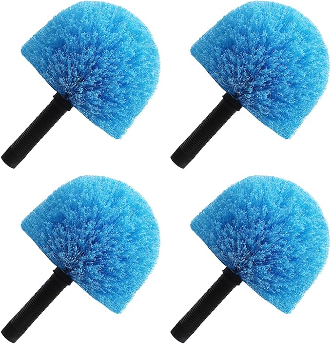 4 Pack Cobweb Duster Head Brush-Twist-On Spider Web Brush for Outdoor & Indoor Web Cleaning // Fits Standard Acme Threaded Poles // Cobweb Duster Brush Head Only-Blue