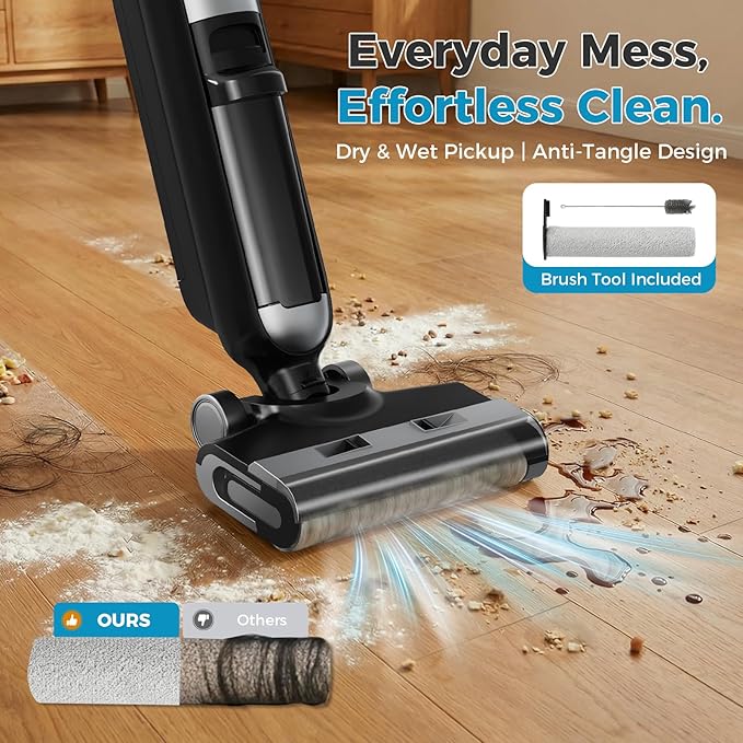 OLIXIS Wet Dry Vacuum Cleaner, Cordless All-in-One Vac Mops, Vacuum Mop with Self-Cleaning System, Dual Water Tank Design, Tangle-Free Brush, Dual-Edge Cleaning, 35-Min Runtime
