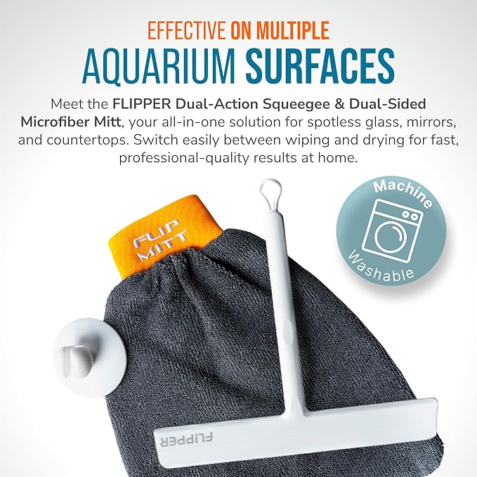 Flipper Dual-Action Squeegee and Microfiber Mitt – 2-in-1 Streak-Free Glass and Mirror Cleaning Tool for Windows, Shower Doors and Countertops – Reusable, Ergonomic, and Durable Design