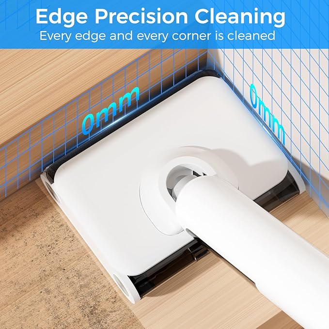 HABIUBIU Wet Dry Vacuum Cleaner, 180° Lay-Flat Cordless Vacuum Mop Combo with Edge Cleaning, All-in-One Floor Cleaner for Hard Floors, 45mins Runtime, Full-Path Self-Cleaning&185℉ Flashdry