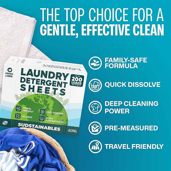 Fabric Softener Sheets for Washer bundle with 100 Sheets Laundry Detergent Fresh Linen