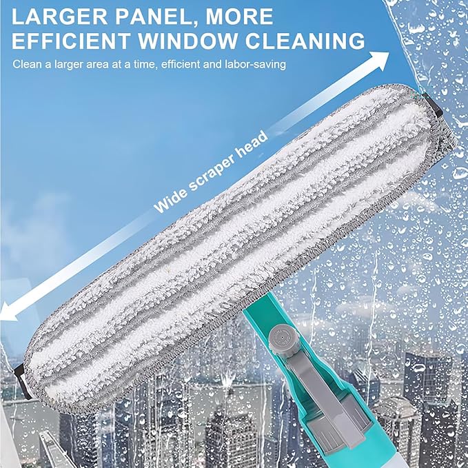 Zerodis Window Squeegee Cleaner with Spray, Mirror Scrub Pad Compact Glass Mop for Indoor Outdoor Bathroom Kitchen