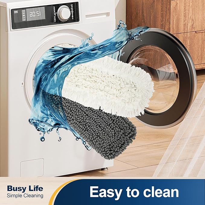 Yocada Dust Mop for Floor Cleaning with 2 Different Mop Pads (in Total) Wet & Dry for Hardwood Ceramic Marble Tile Laminate Home Kitchen 51in Long