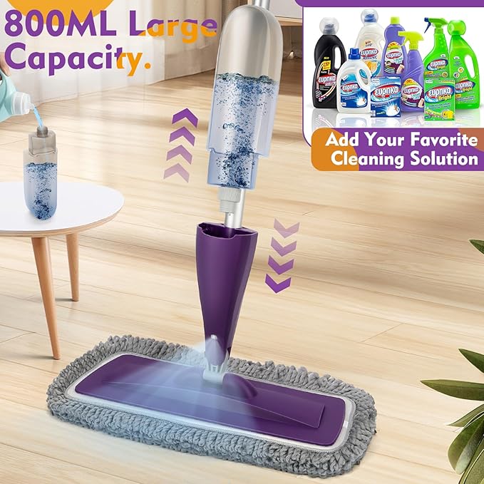 Microfiber Spray Mop for Floor Cleaning with Washable Pads, Dry Wet Floor Mops with with Sprayer and 27 oz Refillable Bottle,Reusable Dust Spray Mops for Hardwood Laminate Vinyl Tile Cleaning