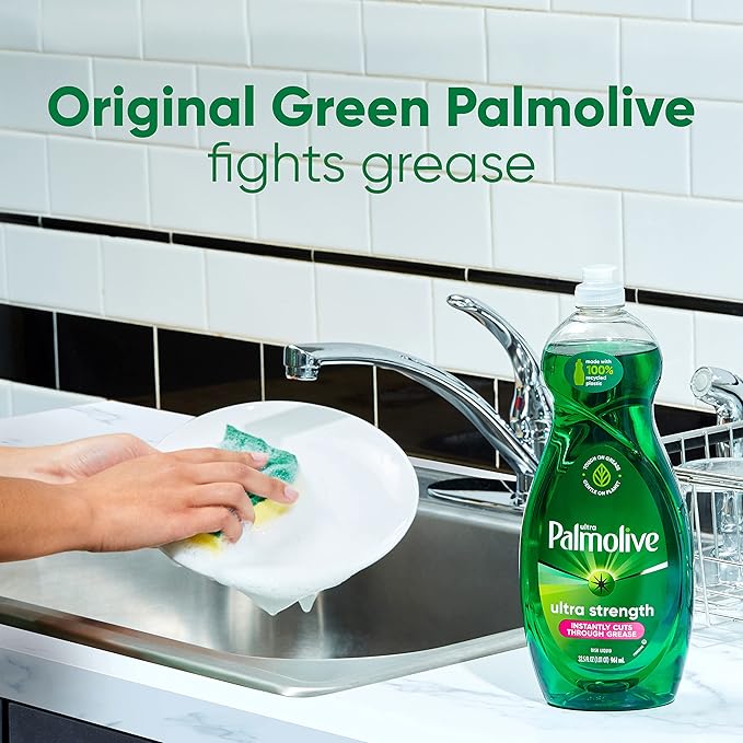 Palmolive Ultra Strength Liquid Dish Soap, Original Green, 32.5 Fluid Ounce (Pack of 2)