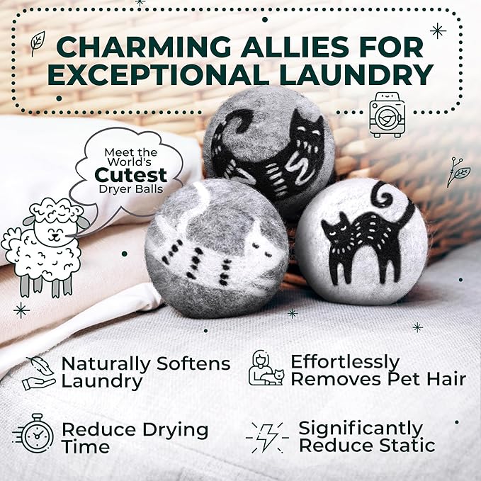 No More Dryer Sheets! XL Wool Dryer Balls 6-Pack, Reusable Laundry Softener & Static Reducer, Eco-Friendly, Long-Lasting, Safe for Sensitive Skin
