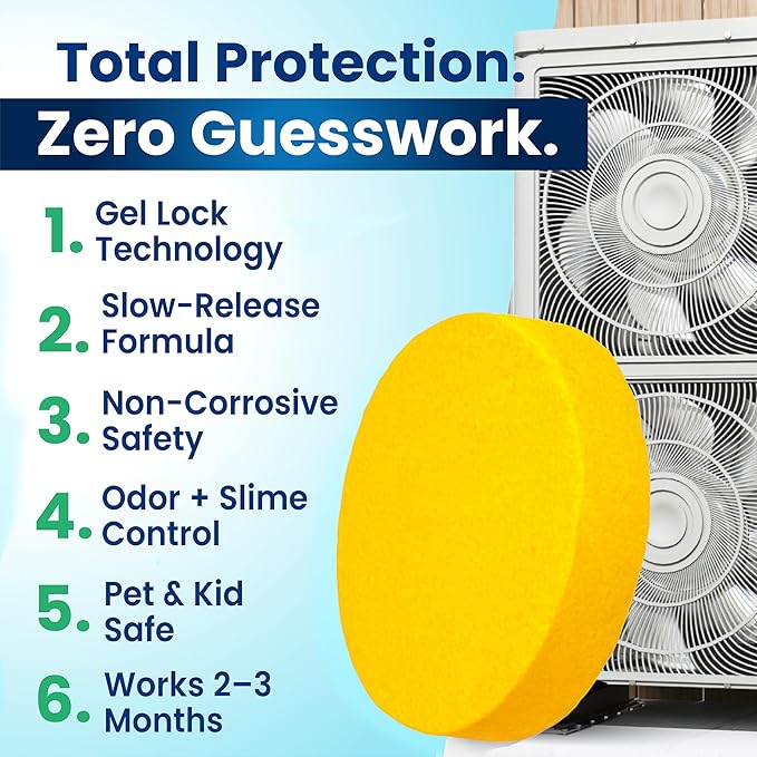 AC Pan Tablets, Commercial-Grade, Gel Lock Tech: Long Lasting, Moisture Activated Slow Release, Non-Corrosive & Safe - No Residue, Pan Treat Tablets (5 Ton, 3 Pack)