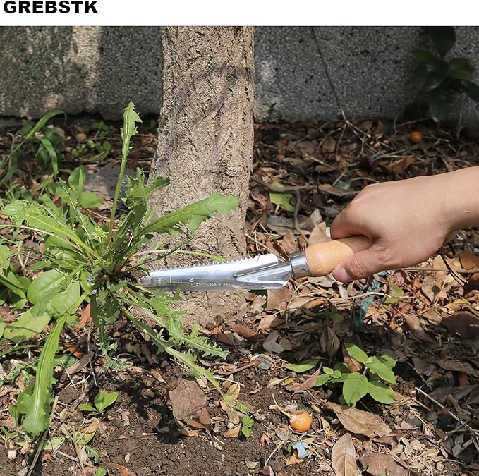 GREBSTK Garden Manual Weeding Tools Stainless Steel Beech Handle Shovel for Weeding, Cultivating, Transplanting, Digging