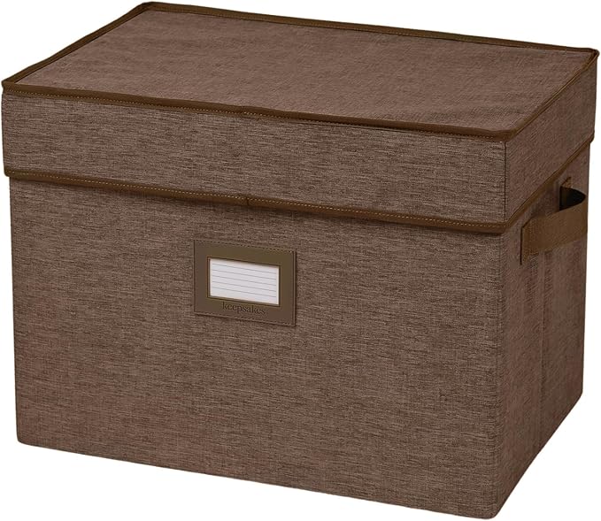 Covermates Keepsakes - Storage Box - Heavy Duty Polyester - Reinforced Handles - ID Window - Indoor Storage - Closet Storage, Brown Heather