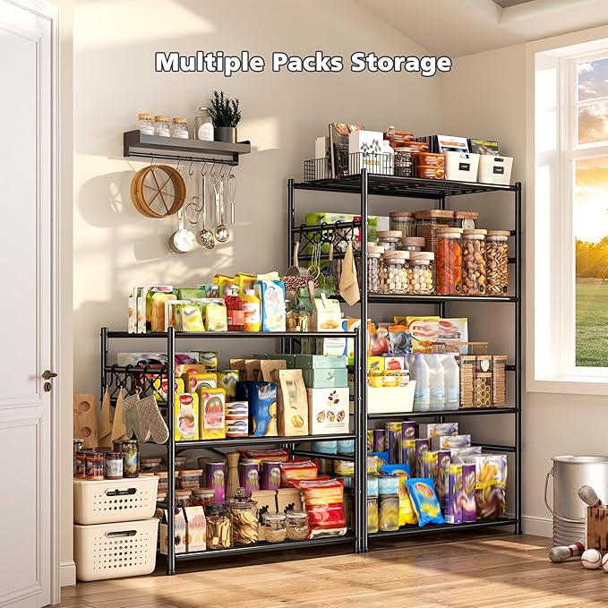 Durayloly 3Tier Storage Shelves Metal Shelving Unit Organizer,Adjustable Wire Shelving Rack Pantry Kitchen with Hooks,Shelves for Laundry,Office and Bathroom closet shelves 23.6" W x 13.8" D x 30.9" H