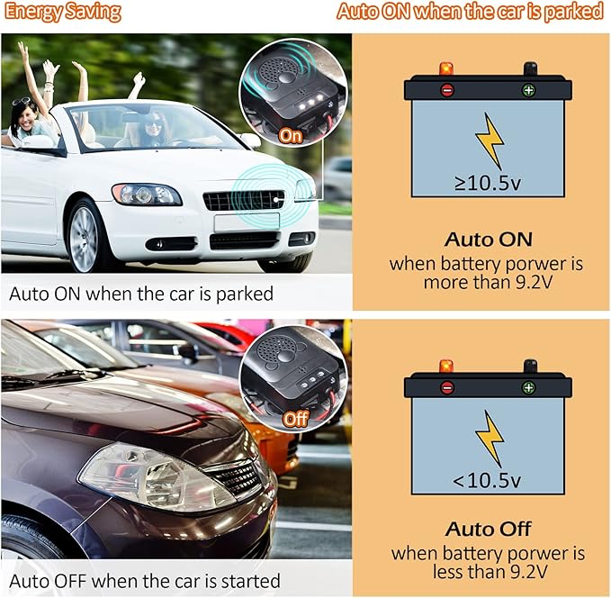 4 Pack Under Hood Animal Repeller Ultrasonic Mouse Repeller Rat Repellent Small Ultrasonic Mice Deterrent for 12V Car Pest Vehicle Automobile Get Rid of Animal in Car Engine with Strobe Light