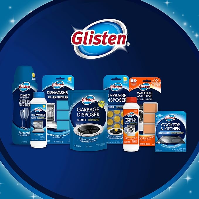 Glisten Dishwasher Cleaner and Freshener Deodorizer, Cleans and Freshens During Wash Cycle, Made in the USA, Lemon Scent, 9 Tablets