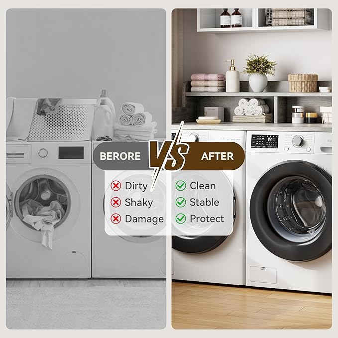 Garvee 54" Washer Dryer Countertop with 2-Tier Shelf, Wooden Laundry Countertop with Non-Slip Pad and Guard Rails, Washer and Dryer Topper for Laundry Room Organization