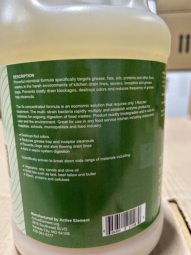 Drain and Grease Trap Maintainer- 1 Gallon (128 Treatments) - Biological Formula - Breaks Down Fats Oils and Grease - Grease Trap Treatment, Drain Deodorizer, Septic, Sewers