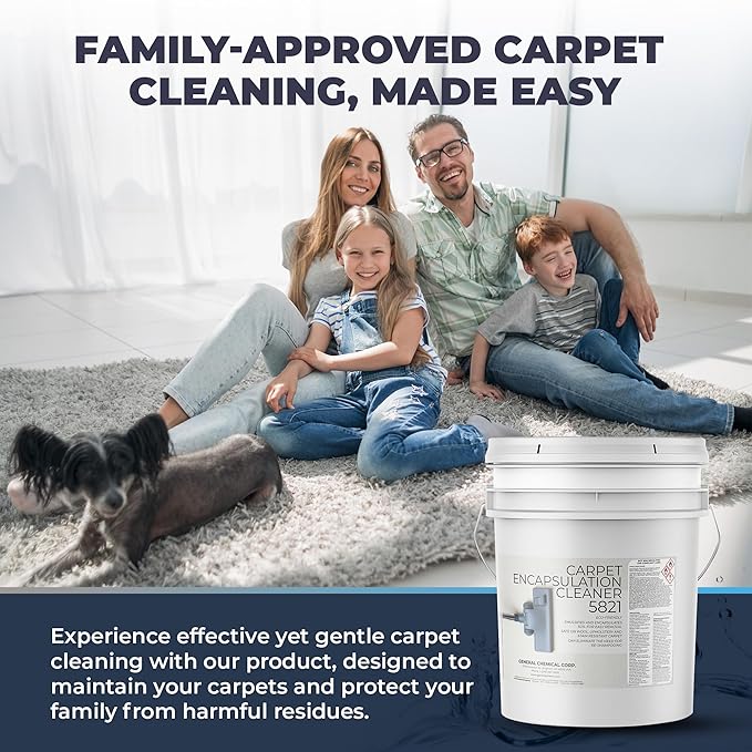 Carpet Encapsulation Cleaner 5821 - Rug Shampoo for Upholstery, Rugs, & Wool - Fast Drying, Nature Conscious Cleaning - Professional Grade Carpet Solution - 5 Gallon Pail