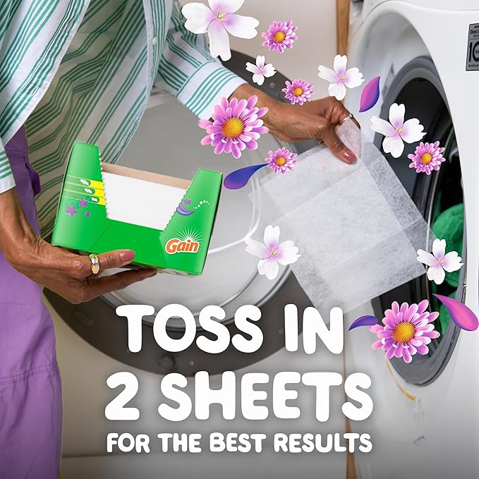 Gain dryer sheets, 105 Count, Moonlight Breeze Scent, Laundry Fabric Softener Sheets with 2-in-1 Aromaboost Plus Softness