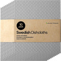 Swedish Wholesale Dishcloths Reusable 8" x 7" Sponge Cloths, Bulk 10 Pack of High Absorbent Cellulose Dish & Kitchen Cleaning Hand Towels, Wring to Dry & Machine Wash, Odor Resistant, Grey