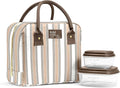 Fit & Fresh Bloomington Lunch Bag for Women - Insulated Large Lunch Box for Work with Containers, Leak-Resistant, Stain-Resistant, Zipper Closure, Ticking Stripe Taupe