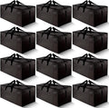 HOMESURE 12 Pack Large Strong Moving Bags with Zippers & Carrying Handles - Water-Resistant - Heavy Duty Storage Tote for Space Saving Moving Storage, Fold Flat, Alternative to Moving Box (Black)