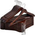 StorageWorks Wooden Hangers 20 Pack, Wood Coat Hangers for Closet, Heavy Duty Clothes Hangers for Suits, Shirts, Pants, Jackets, Walnut Color