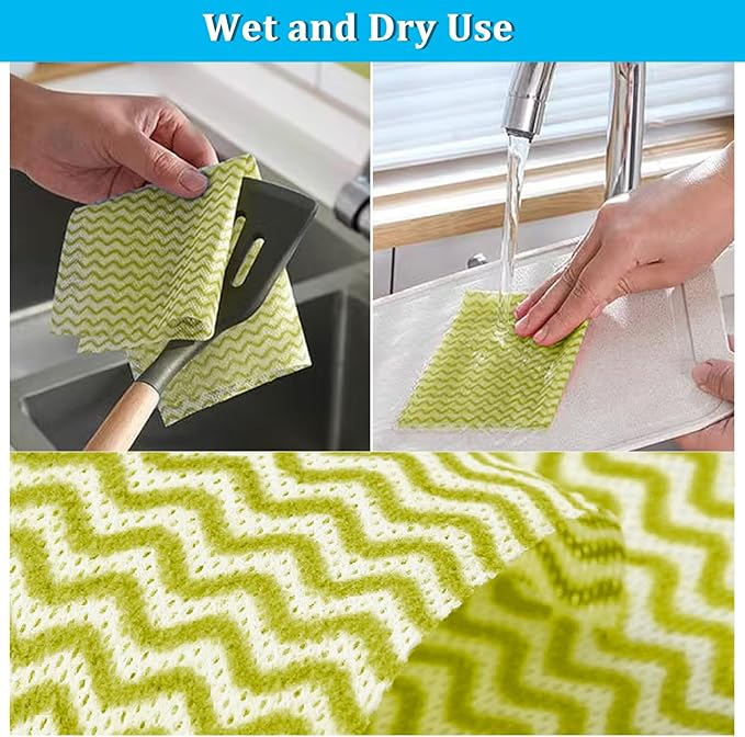 Disposable Dish Cloths Disposable Cleaning Towels, Reusable Wipes Absorbent Quick-Dry Kitchen Wipes, 50 Sheets