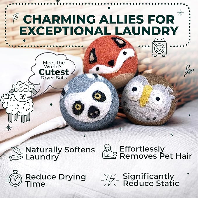No More Dryer Sheets! XL Wool Dryer Balls 6-Pack, Reusable Laundry Softener & Static Reducer, Eco-Friendly, Long-Lasting, Safe for Sensitive Skin