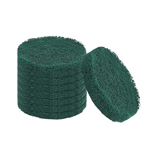 uxcell 8Pcs Scrubber Scouring Pad, 3 Inch 240 Grits Drill Power Brush Hoop and Loop Scrub Pads Discs Polishing Pad for Household Furniture Automotive Cleaning, Green