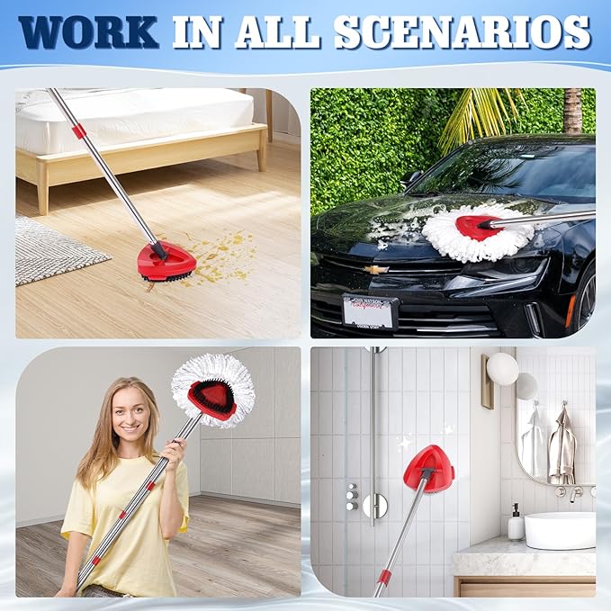 6 Pack Mop Replacement Heads Compatible with Oceda EasyWring Mop Microfiber Mop Refills, Replacement Microfiber Chenille, Easy to Replace,Deep Floor Cleaning and Machine Washable（White)