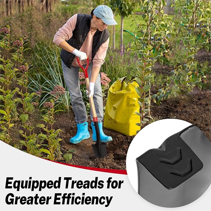 Nohovu Spade Shovel for Digging, Heavy Duty Shovel with D-Handle, Trench Shovel for Gardening, 45 Inches