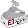 Utopia Home Kids Velvet Hangers 20 Pack – 11 Inch Non-Slip Baby Hangers for Baby and Toddlers, Durable Ultra-Slim Space-Saving Closet Organizers (Grey)