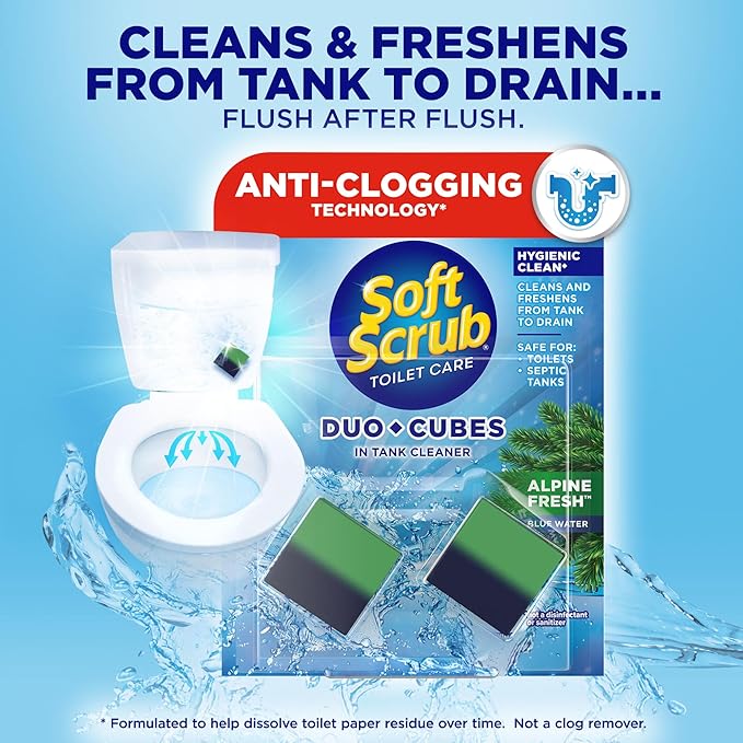 Soft Scrub In-Tank Toilet Cleaner Duo-Cubes, Alpine Fresh, 2 Count (7 Pack)