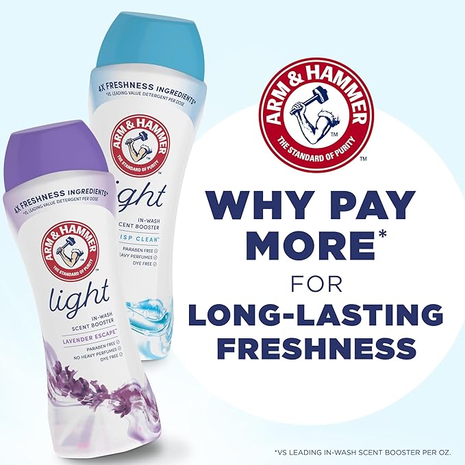 ARM & HAMMER Light In-Wash Scent Booster, Laundry Scent Booster Lavender Escape scent, 24 Oz