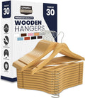 Utopia Home Premium Wooden Hangers 30 Pack - Heavy Duty & Durable Coat Hanger - Wood Hanger with 360-Degree Rotatable Hook - Clothes Hangers with Non-Slip Shoulder Notches For Shirts & Coats (Natural)