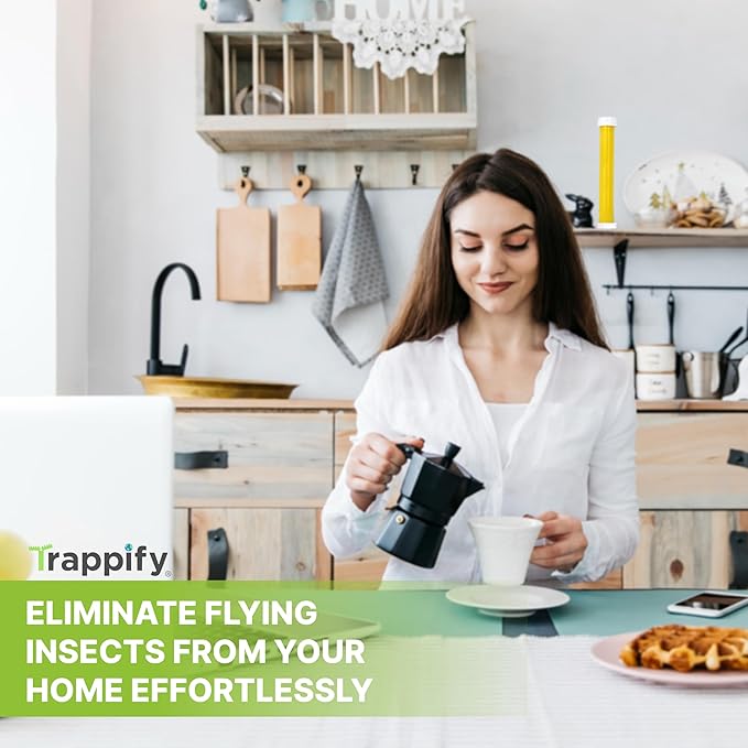 Trappify Hanging Fly Traps Outdoor: Fruit Fly Traps for Indoors | Gnat Trap | Gnat Traps for House Indoor | Fly Trap Indoor - Disposable Sticky Fly Trap for Indoor House Pest Control (8 Pack)