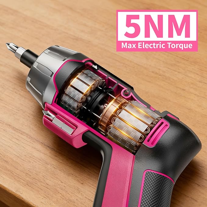4V Electric Screwdriver Rechargeable 29pcs, Cordless Screwdriver, USB Small Power Screwdriver Set with Bits, Pink, Ideal for Home Repairs