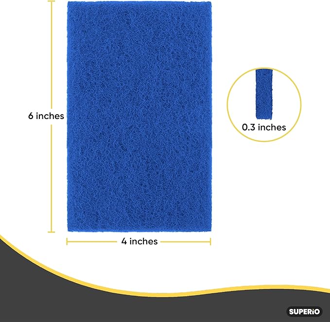 Scouring Pad Non-Scratching Scrubber Non-Scratch Cleaning Scrub Pads Heavy Duty Scouring Pad Reusable Kitchen Scrubbing Pad Pack of 18 Blue, by Superio