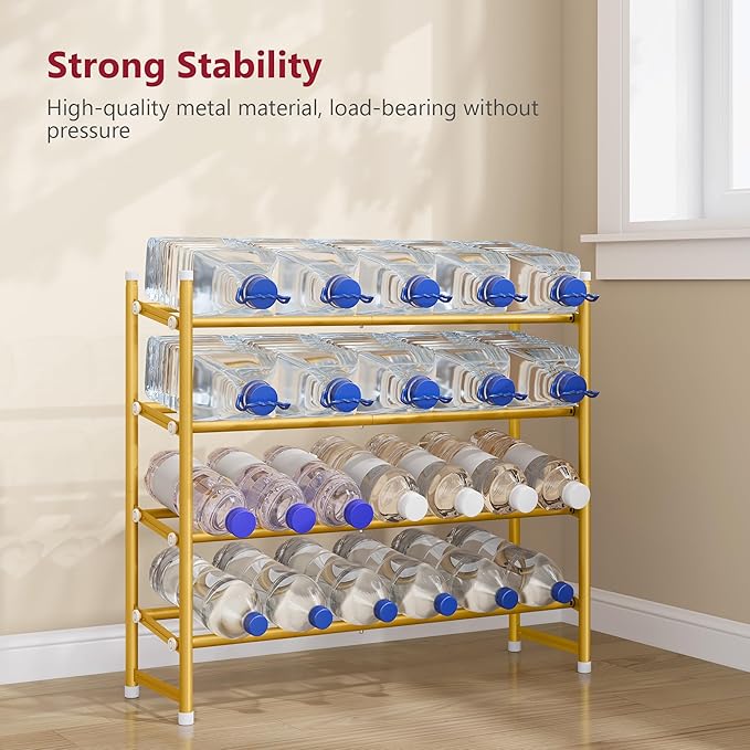 Tajsoon Expandable Shoe Rack for Closet 4 Tier, 29“-41“Adjustable & Stackable Shoe Shelf Storage, Metal Shoe Rack Organizer for Front Door Entrance, Closet, Garage, Entryway, Gold