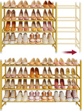 Tajsoon Expandable Shoe Rack for Closet 4 Tier, 29“-41“Adjustable & Stackable Shoe Shelf Storage, Metal Shoe Rack Organizer for Front Door Entrance, Closet, Garage, Entryway, Gold