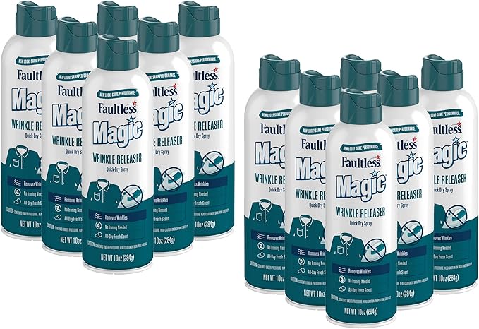Magic Wrinkle Releaser (12 Pack) Say No to Ironing, Perfect for Travelers, Moms or Those On The Go, Static Electricity Remover + Fabric Refresher + Odor Eliminator + Wrinkle Remover, Fresh Scent