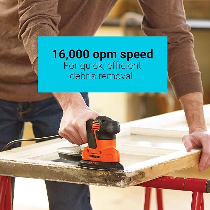 BLACK+DECKER Detail Sander,1.2 Amp,16,000 OPM,Compact Design,3-Position Grip for Comfort,Includes Dust Collector,Corded (BDEMS600),(Pack of 2)