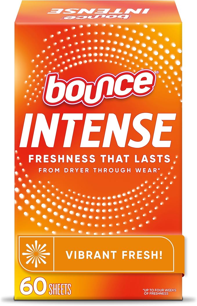 Bounce Intense Dryer Sheets, Vibrant Fresh, 60 Count, Scent Boosting Dryer Sheet