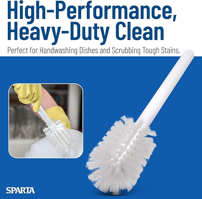 SPARTA 367600TC02 Plastic Household Dish Brush, Dish Brush, Dish Scrub Brush With Lightweight Or Break Resistant? For Cleaning, 11 Inches, White