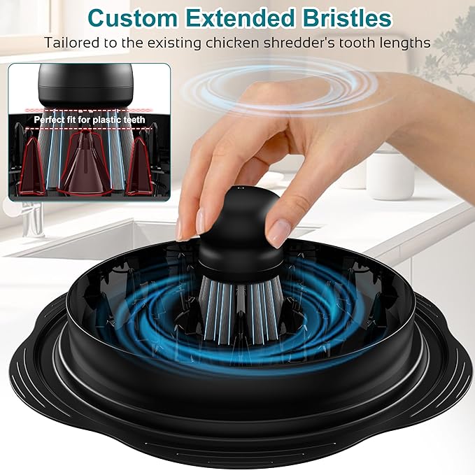 Mini Dish Brush for Cleaning Chicken Shredder, Palm Brush Dish Scrubber with Ergonomic Grip, Kitchen Brush for Washing Dishes, Pans, Pots, Sink (2, Black)
