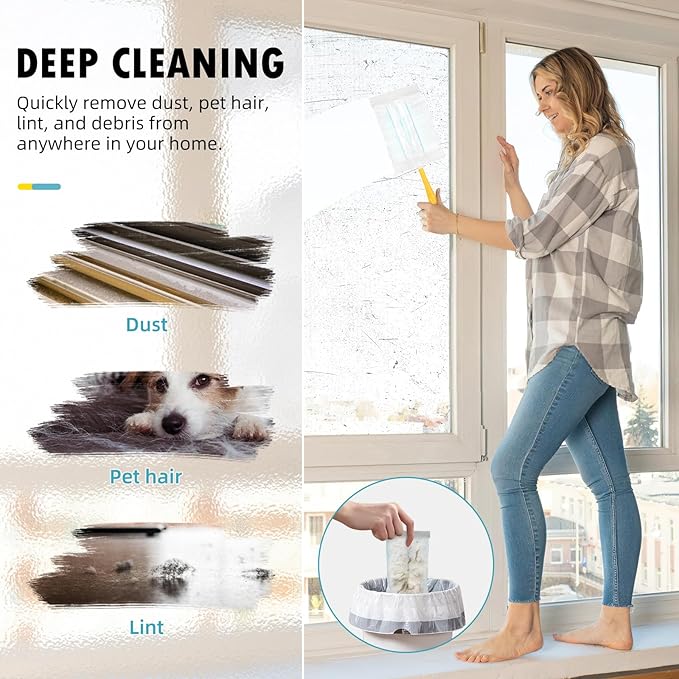 30 Count Duster Refills Compatible with Dusters 180° Handle Dusters, 180° Heavy Duty Multi-Surface Duster Replacement with 1 Standard Handle, Unscented